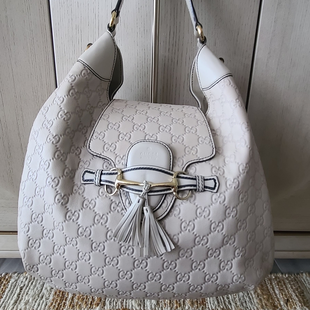 GUCCI Emily Guccissima Hobo Bag in Bone White AUTHENTIC/VERIFIED - Picture 14 of 14